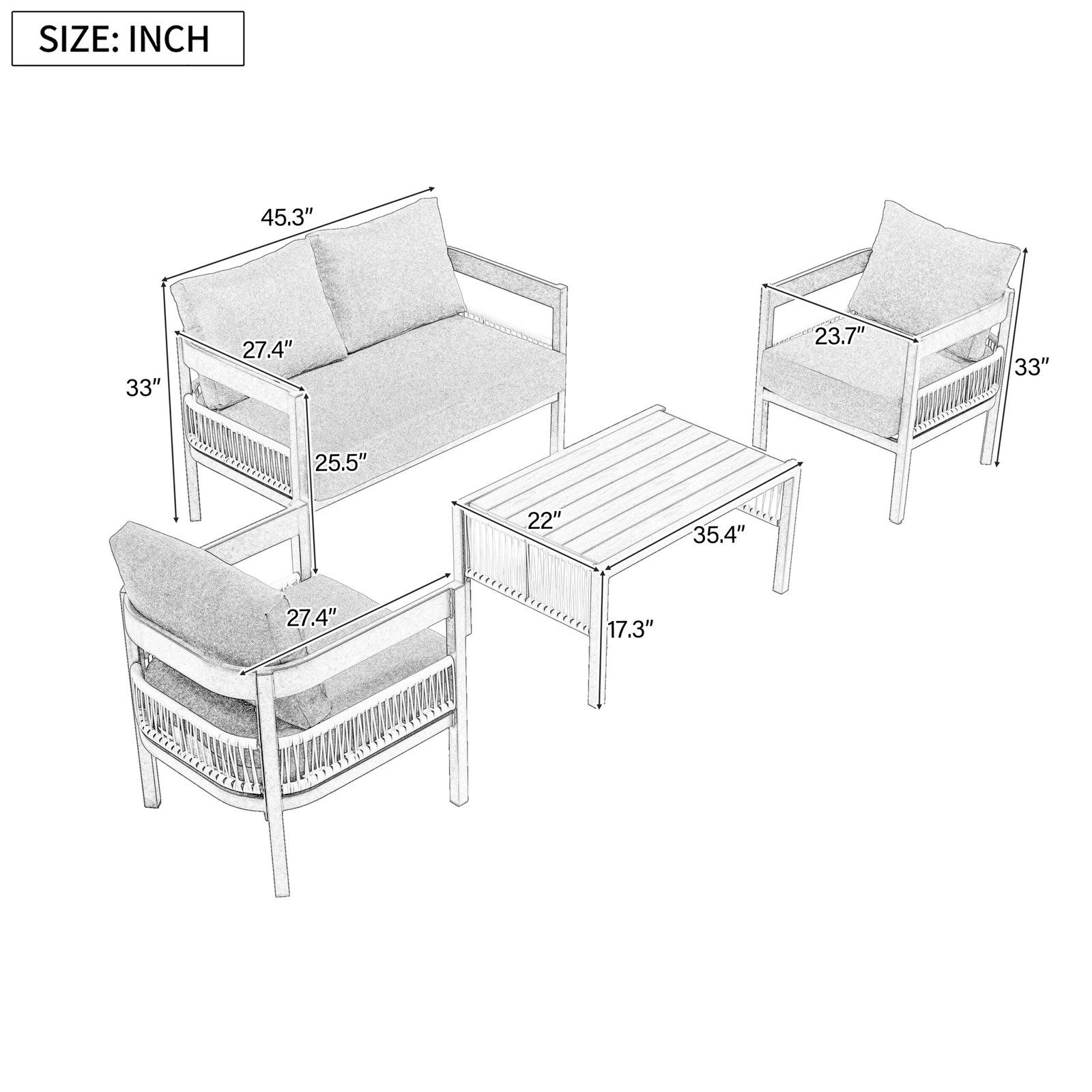 U_Style Multi-person Outdoor Iron Sofa Set with A table - Image 4