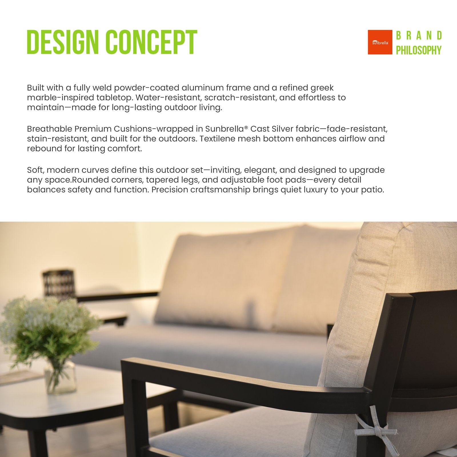 4PC Outdoor Conversation Set with Modern Club Chairs - Image 6