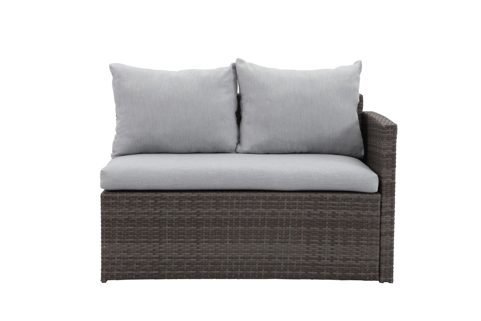 7-Pieces PE Rattan Wicker Patio Dining Sectional Cusions Sofa Set with Grey cushions - Image 6