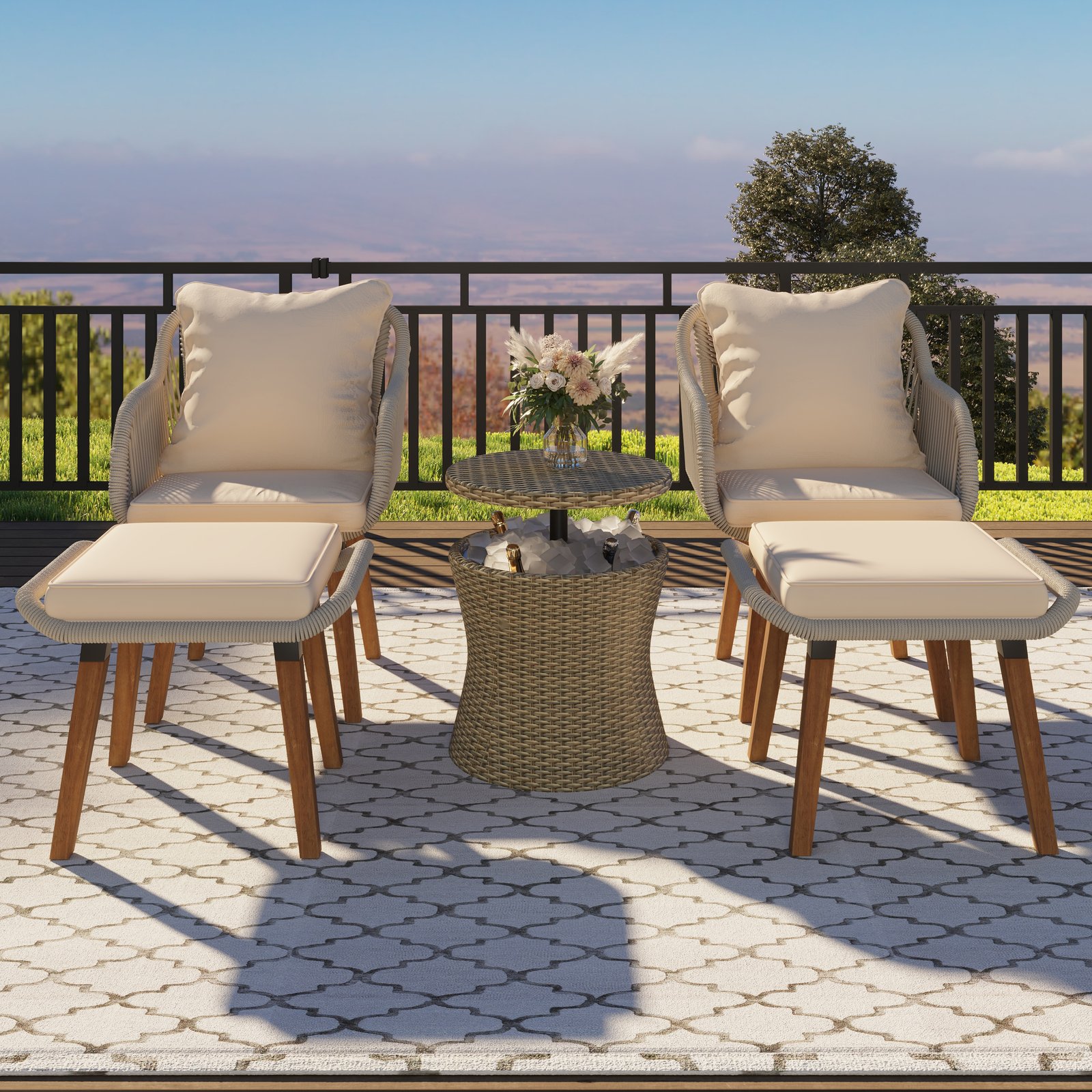 5 Pieces Patio Furniture Chair Sets