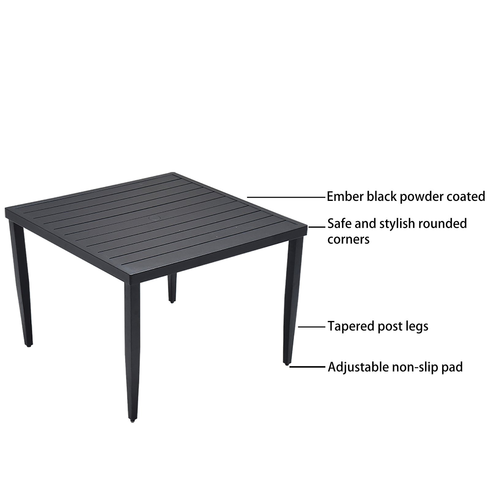 5-Piece Outdoor Patio Aluminum Furniture, Modern Dining Set, including 4 Dining Chairs Sunbrella Fabric Cushioned - Image 2