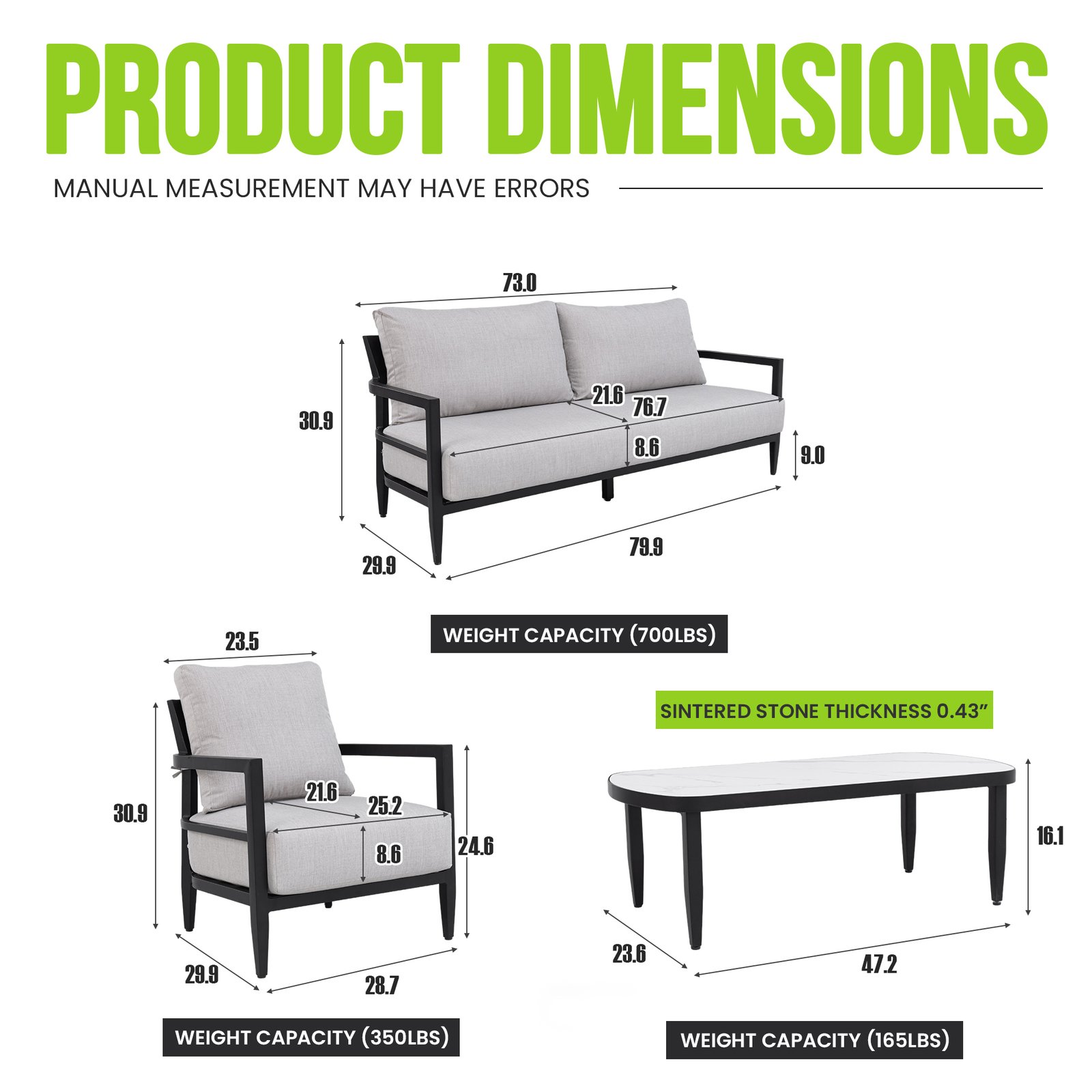 4PC Outdoor Conversation Set with Modern Club Chairs - Image 7