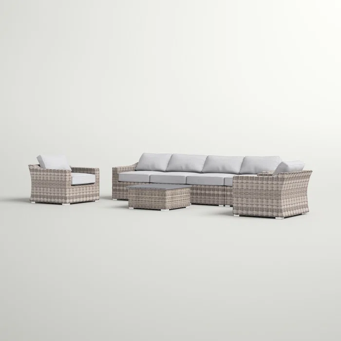 Fully Assembled 6-Person All-Weather Wicker Sectional Seating Group with Cushions - Image 3
