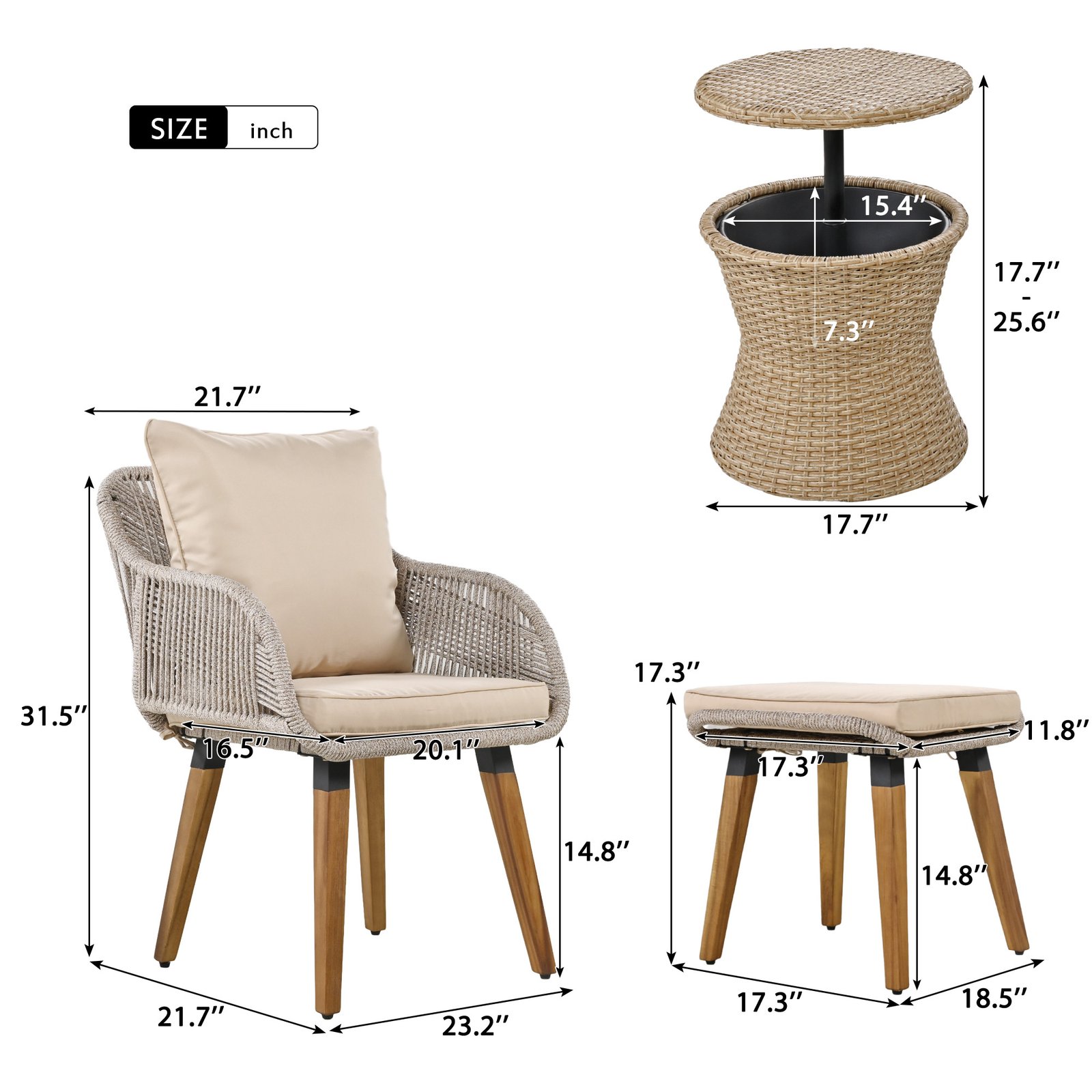 5 Pieces Patio Furniture Chair Sets - Image 3