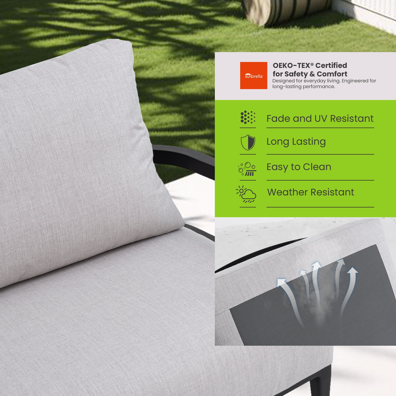 4PC Outdoor Conversation Set with Modern Club Chairs - Image 2