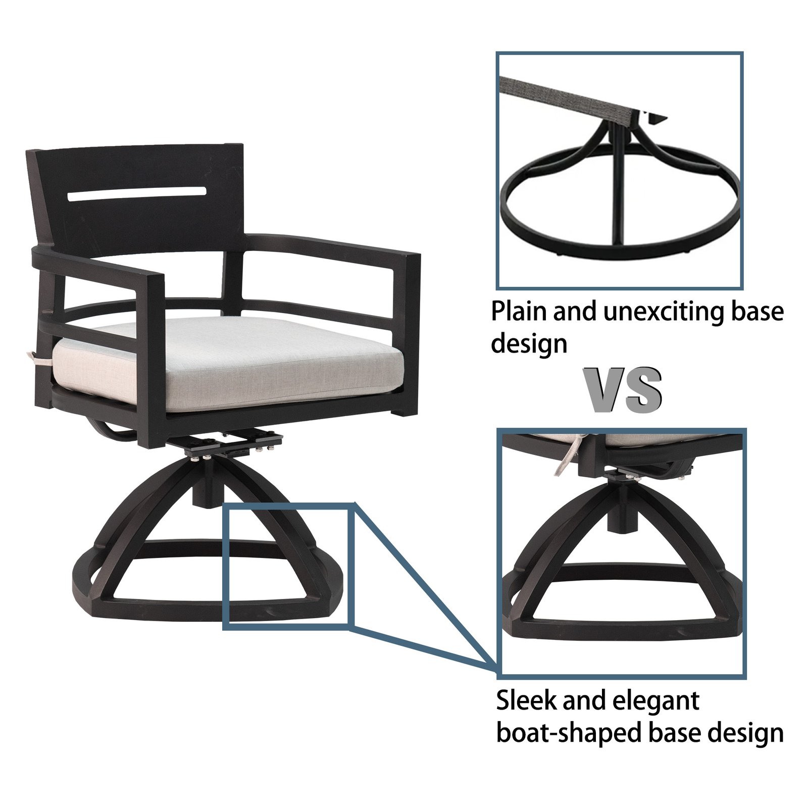 7-Piece Outdoor Patio Aluminum Furniture, Modern Dining Set - Image 5