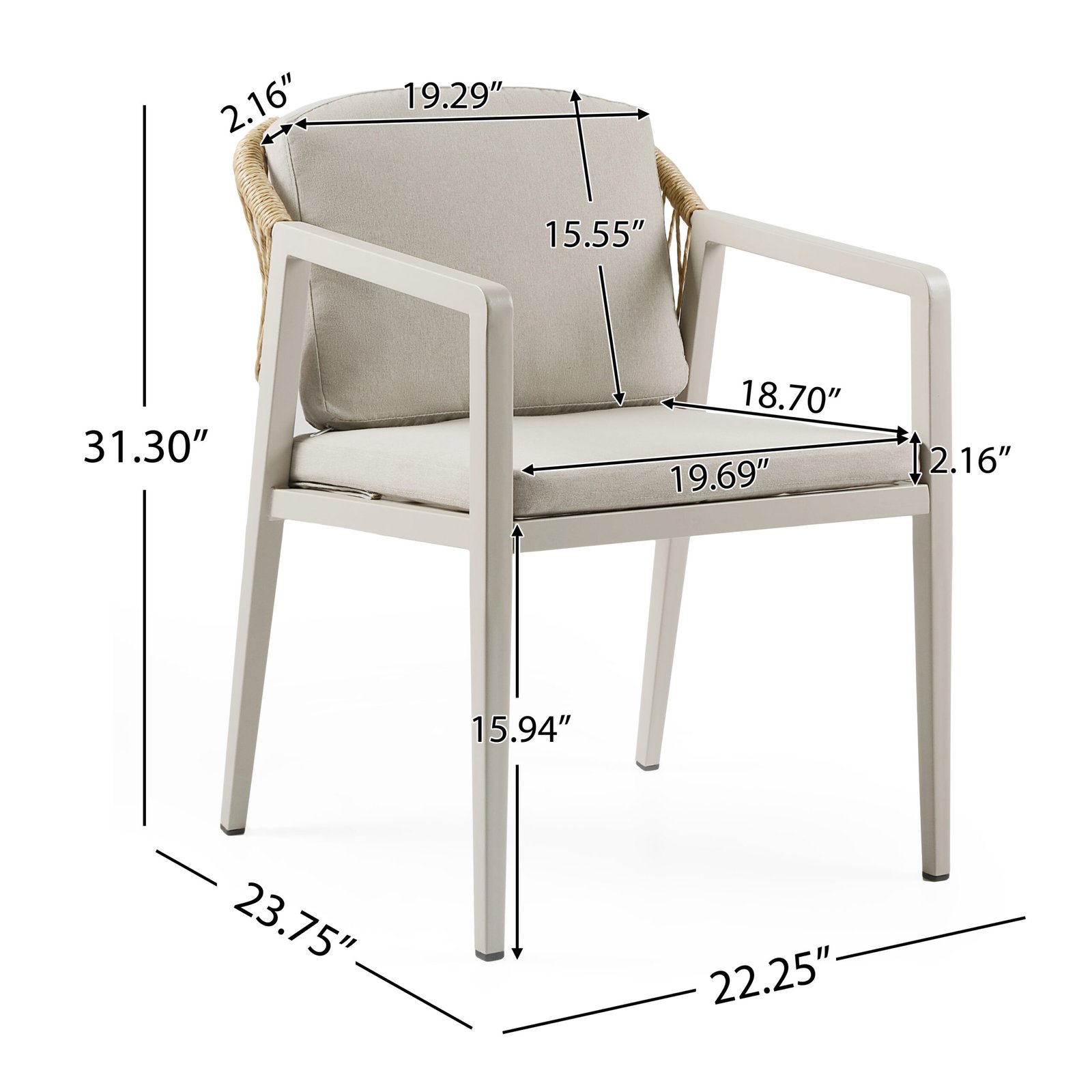 Outdoor Dining Set,Dining Chair Set of 6(Gray+Natural)+Acacia Wood Dining Table - Image 4