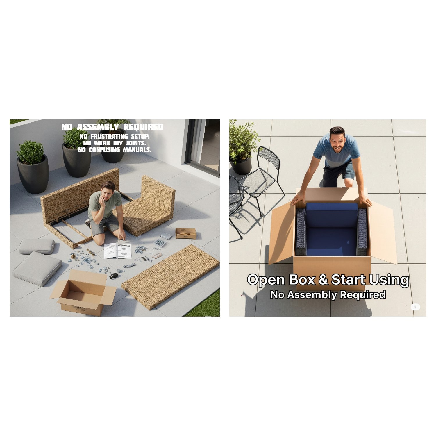 Fully Assembled 6-Person All-Weather Wicker Sectional Seating Group with Cushions - Image 6