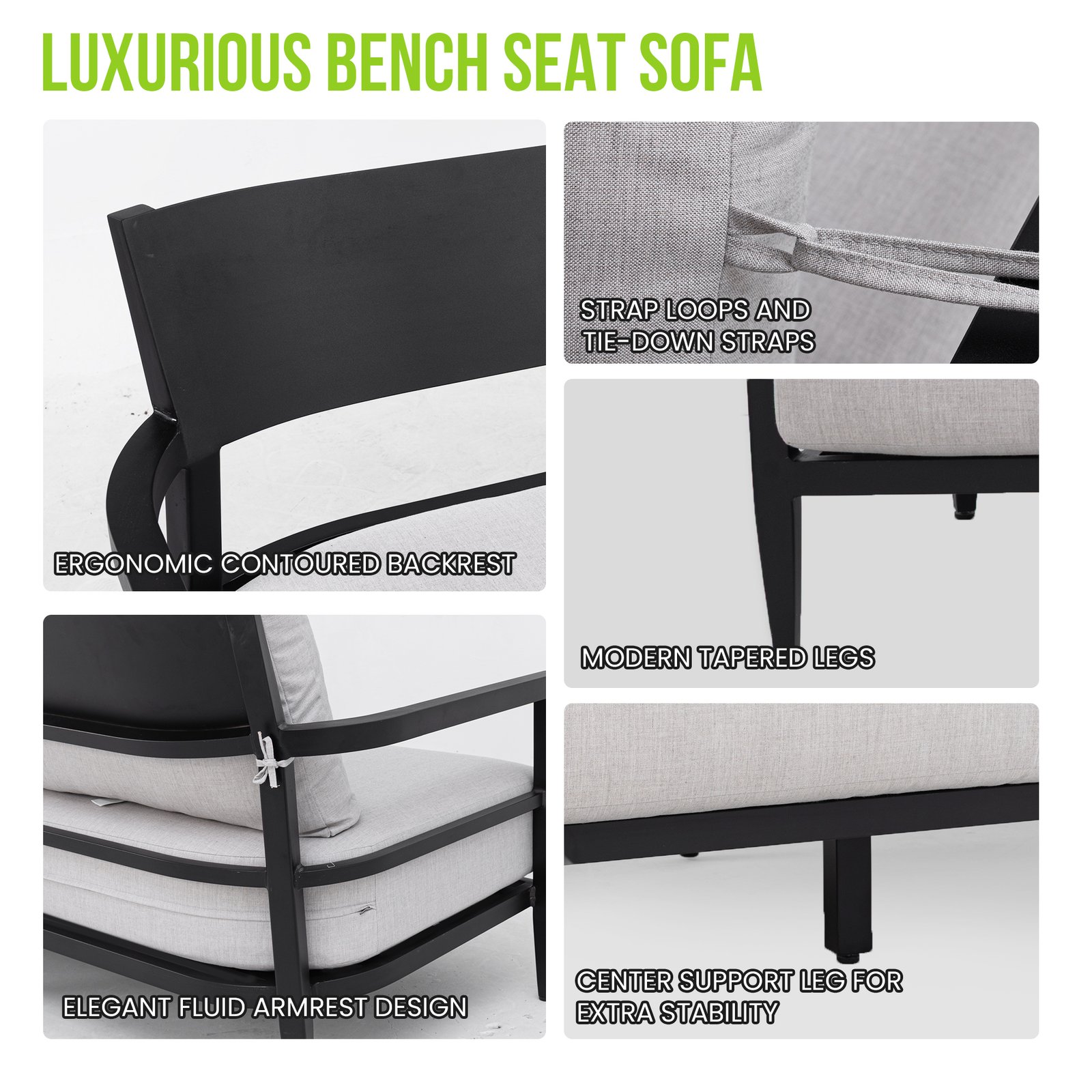 4PC Outdoor Conversation Set with Modern Club Chairs - Image 3