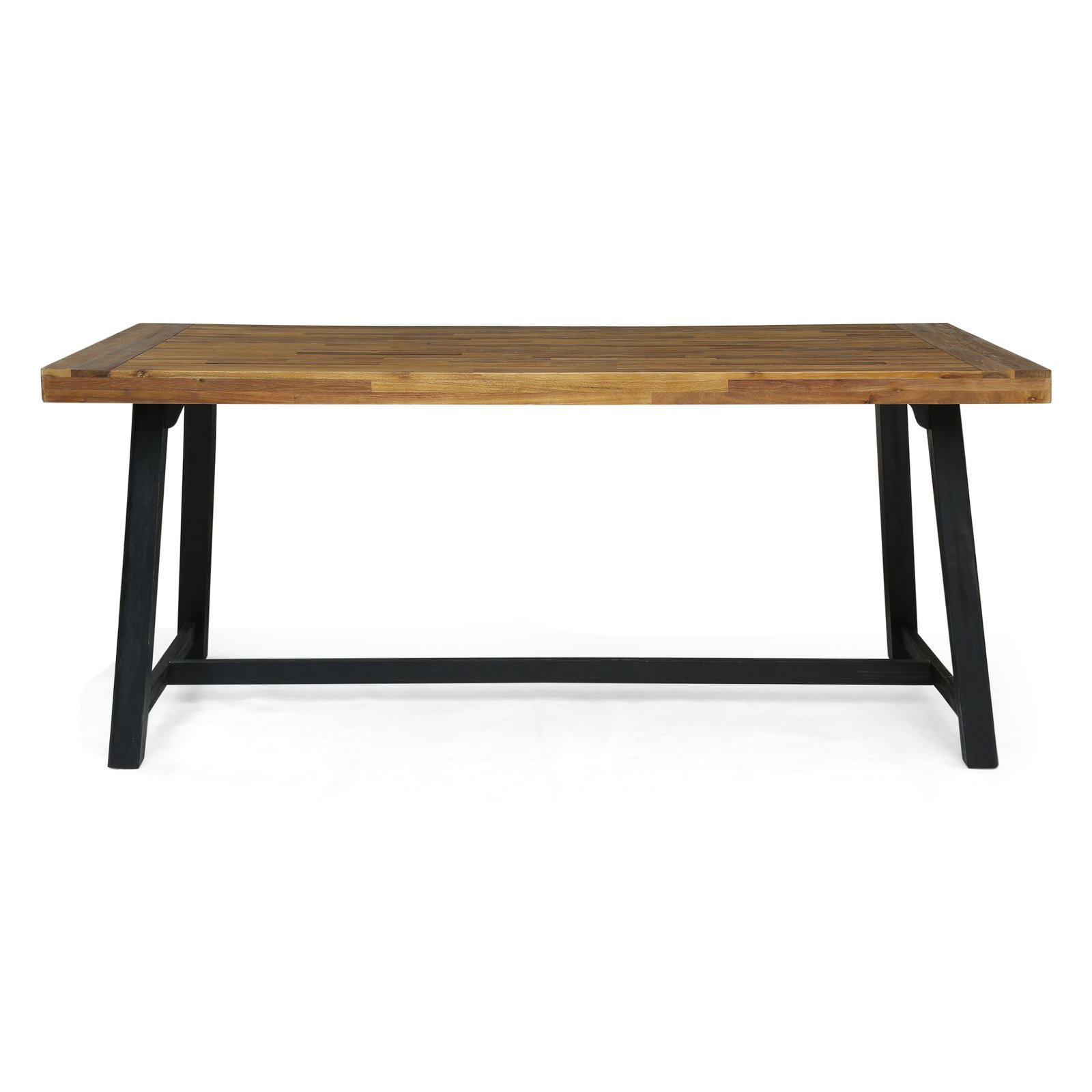 Outdoor Dining Set,Dining Chair Set of 6(Gray+Natural)+Acacia Wood Dining Table - Image 5