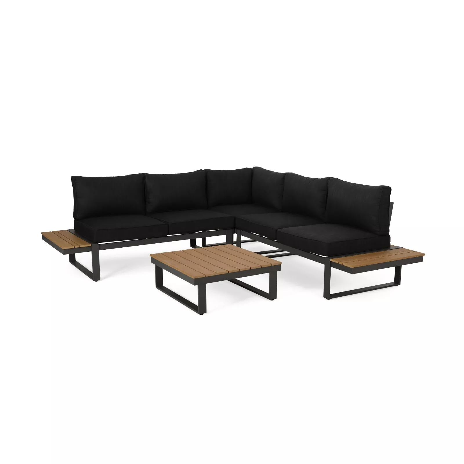 Sterling V-Shaped Outdoor Aluminum 5 Seater Sofa Set with Cushions - Image 5