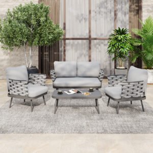 Mariano Steel 4-Pieces Coversation Set, Grey 